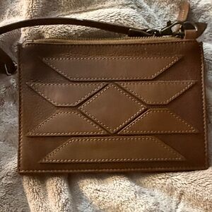 STS Ranchwear Kai Stadium Brown Leather Crossbody Wristlet